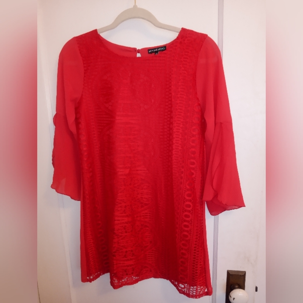 EUC My Michelle Girls Bellowy Sleeved Red Dress 16